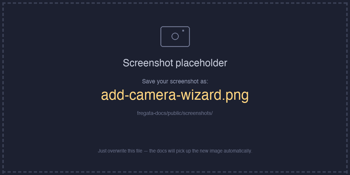 Add-camera wizard with RTSP URL field