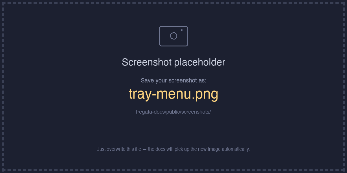 Fregata menu-bar tray expanded