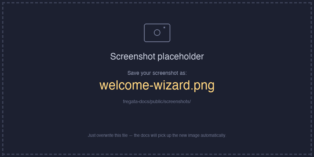 Fregata's first-launch welcome wizard